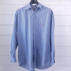 Vintage Façonnable Blue Gingham Button Down Shirt Men's L Albert Goldberg